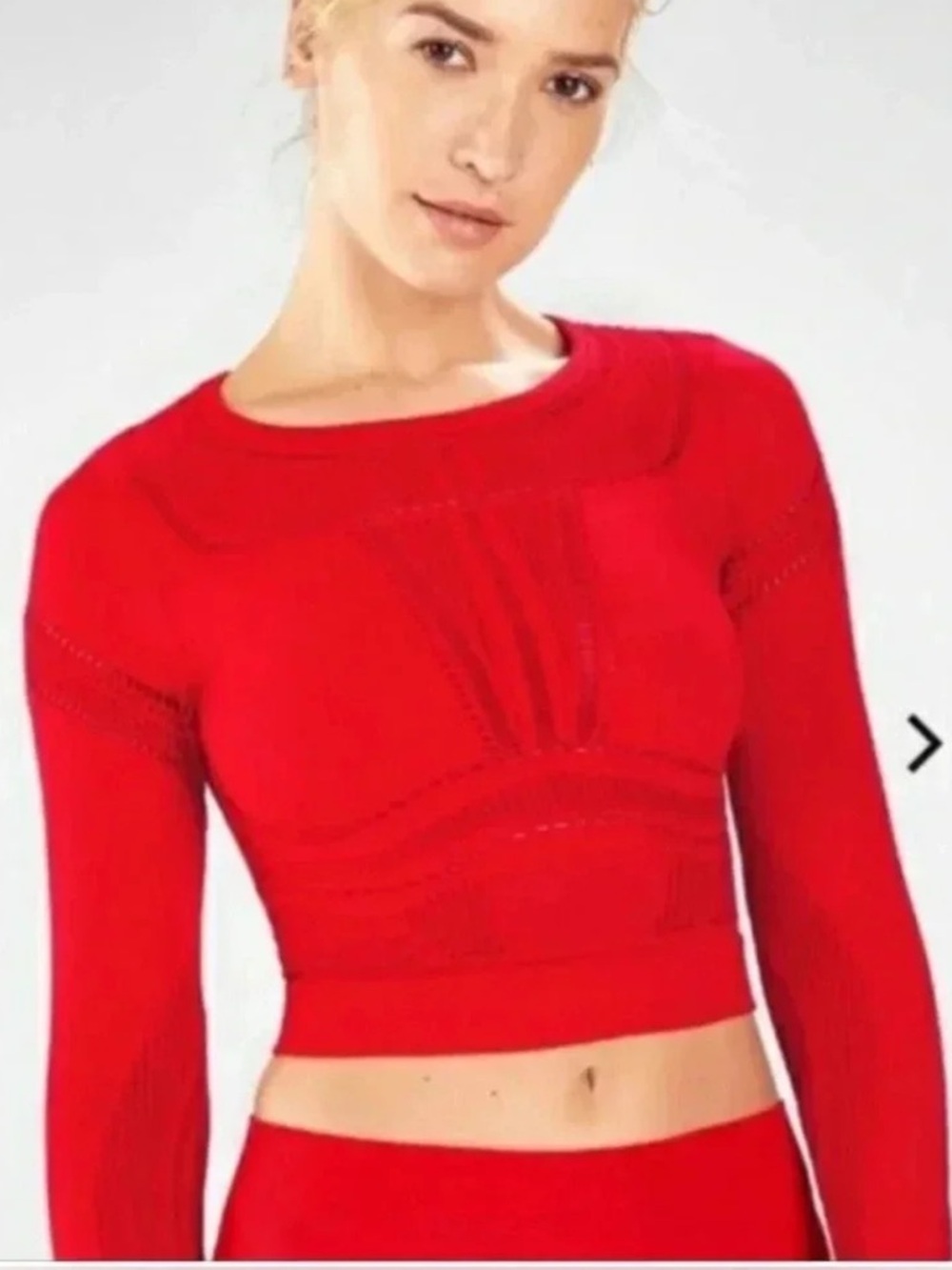 Fabletics Red Long-Sleeve Crop Top - Picture 3 of 4
